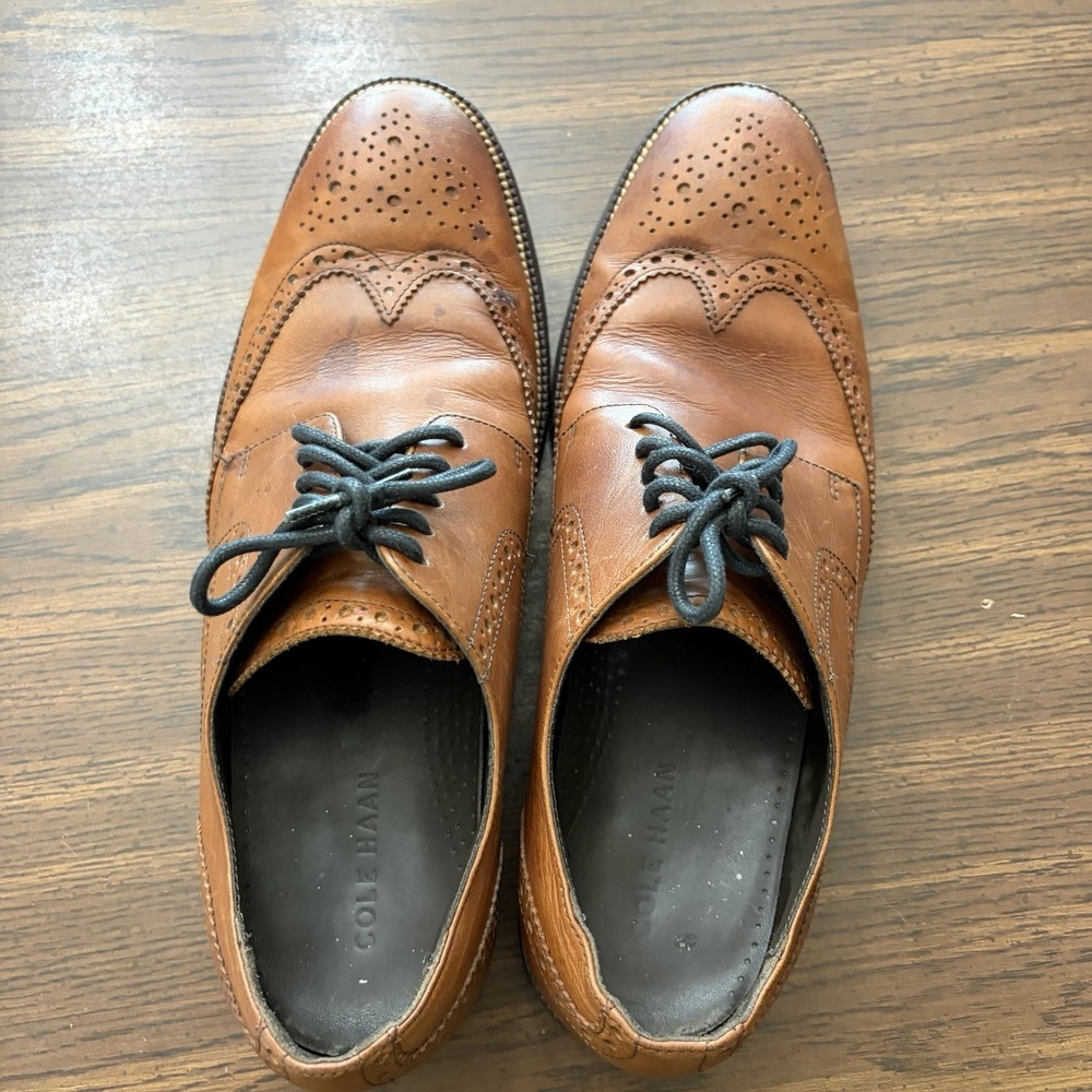 Cole Haan Men's Brown Leather Wingtips Size 10.5 Oxford Brogues
